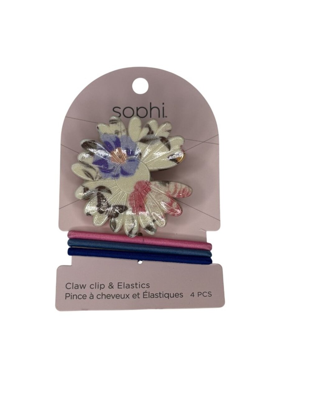 Floral Daisy Claw Clip Set Hair Elastics Multicolor 4 Pc Gift Accessory